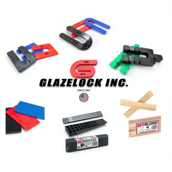 Glazelock GLZ04 1/4" Thick Shim 4" L x 3" W with7/8 Slot Interlocking Square Horsehoe Plastic Shims Black (400, 1/4 inch)-3