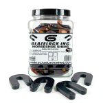 2" Plastic Horseshoe Shim resealable containers; 1/4" Thick Black; 50 Shims/Container-0