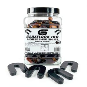 2" Plastic Horseshoe Shim resealable containers; 1/4" Thick Black; 50 Shims/Container-0